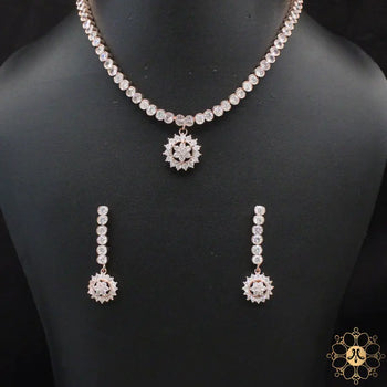Simple American diamond rose gold necklace