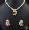 Unique American Diamond Stone Necklace With Orange Color Stone