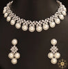 White Diamond and Pearl Rhodium Polish Necklace
