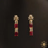 Ruby Pink and Diamond White Lengthy Drop Earring
