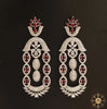 Rhodium Polished Dangles With White and Wine Red Stones