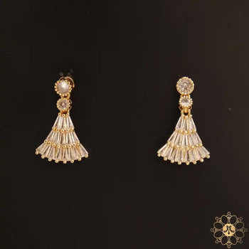 White Stone Rose Gold Earrings