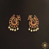 Traditional Peacock Earring With Pink Kemp Stone