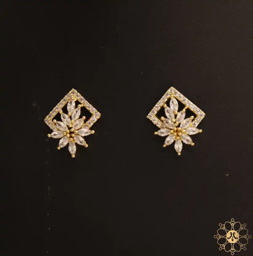 Diamond Stone Rose Gold Earrings