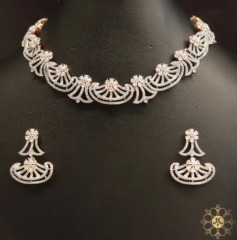 Elegant White Stone Rose Gold Necklace