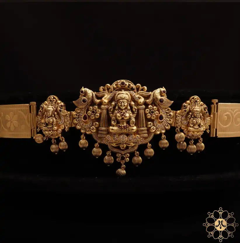 Traditional Lakshmi and Peacock Pendent Waist Belt